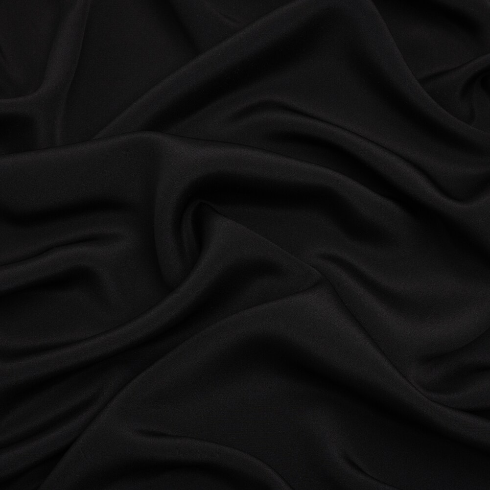 1 Yard Elegant Black Silk Crepe Fabric Luxurious Four Ply for Sewing , 44 Inches Width