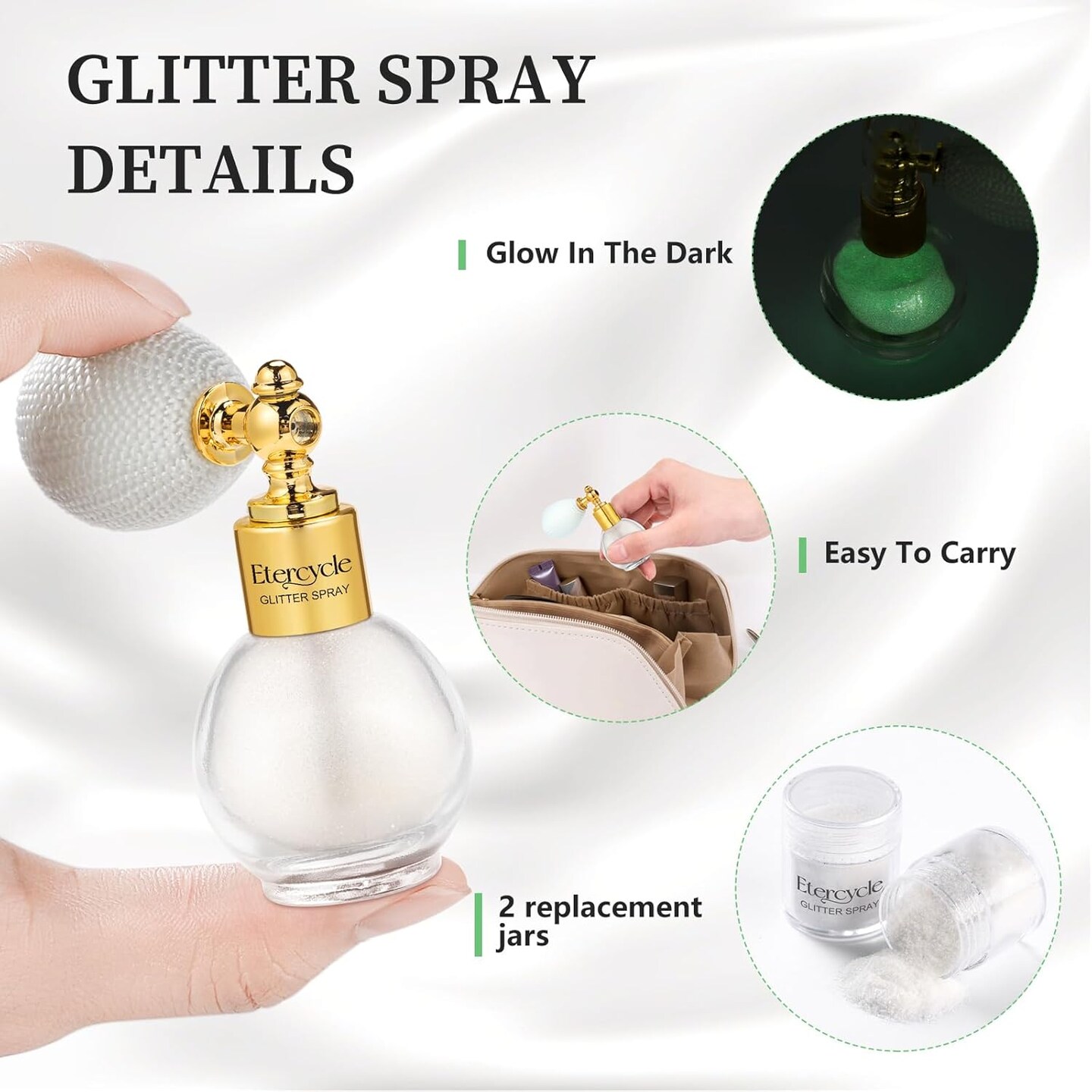 Body Glitter Spray, Glow in The Dark Party Supplies Hair Glitter