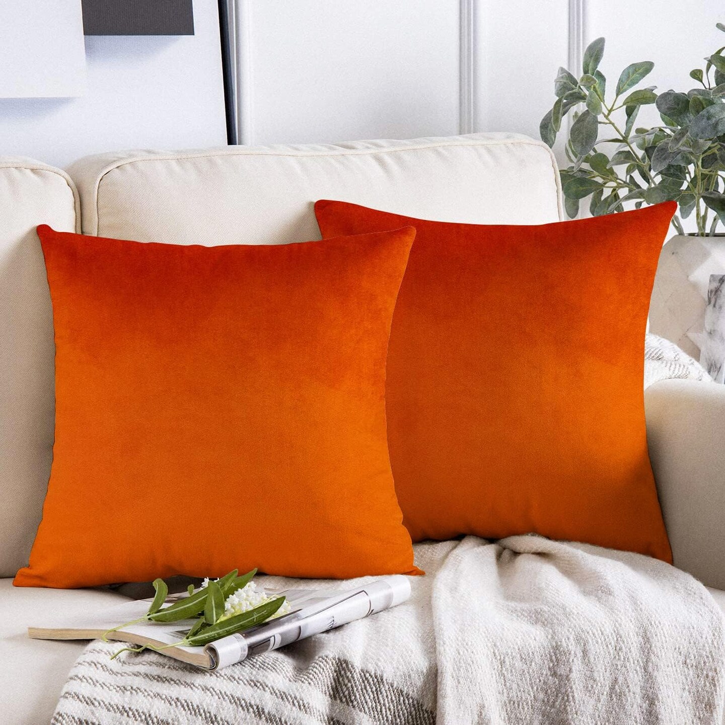 20x20 Inches Burnt Orange Fall Outdoor Throw Pillow Covers