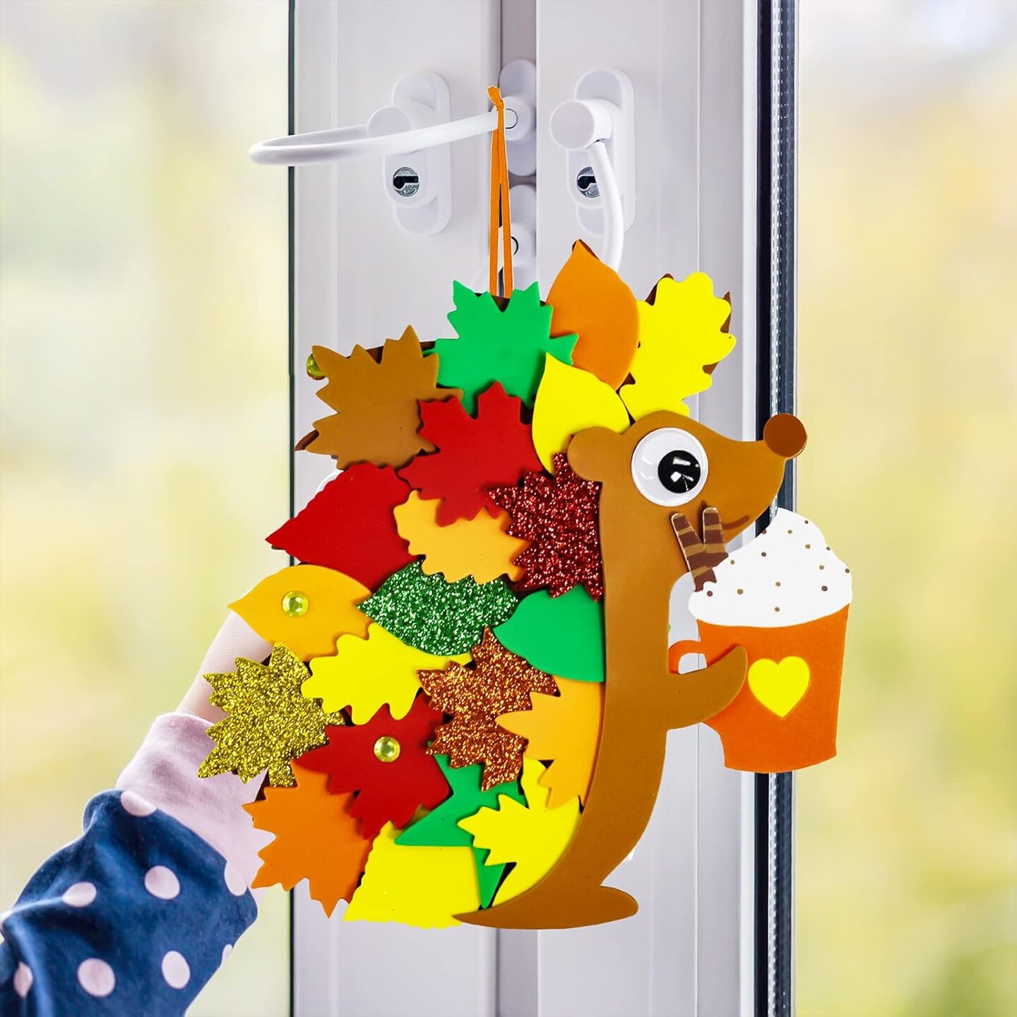 24 Sets Fall Craft Kits Fall Kids Crafts DIY Fall Leafy Hedgehog Ornaments