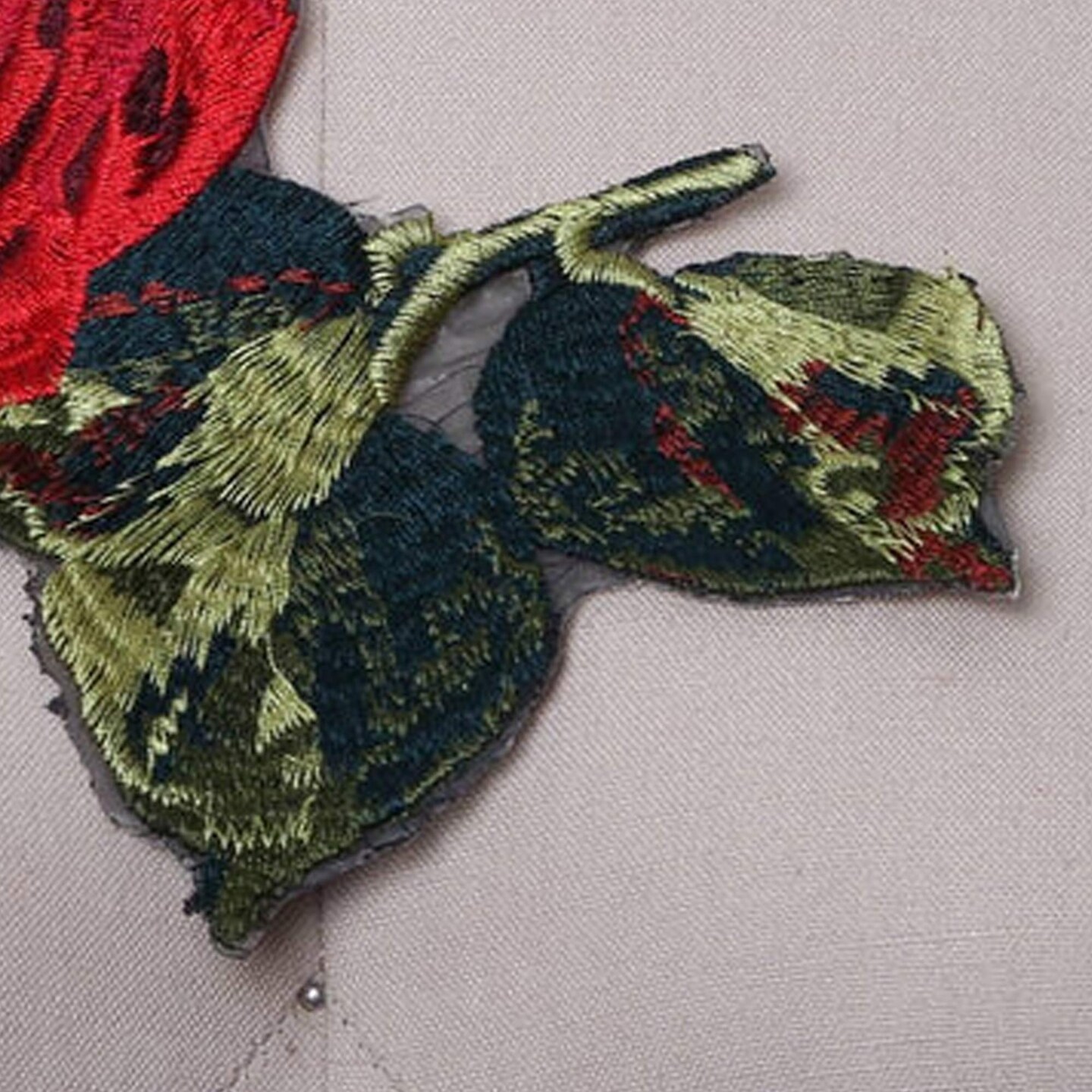1 Red Embroidery Iron On Flower Applique Realistic Floral Patch for Clothes Crafts