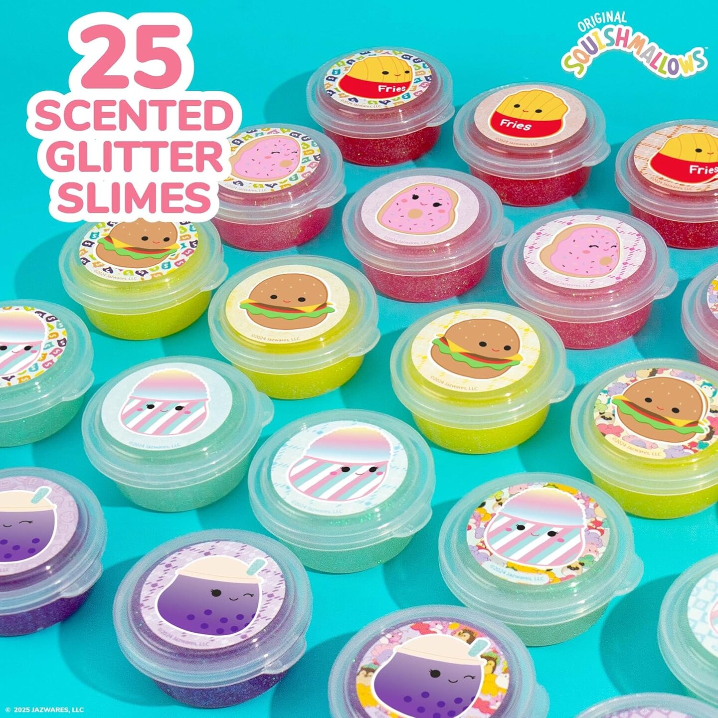 Original Squishmallows Ultimate Compounds 25-Pack – Scented Glitter Slimes & Mini Squishmallows, Fun Slime Party Favors for Kids, Bulk Slime for Goodie Bags, Birthday Gifts & Classroom Prizes