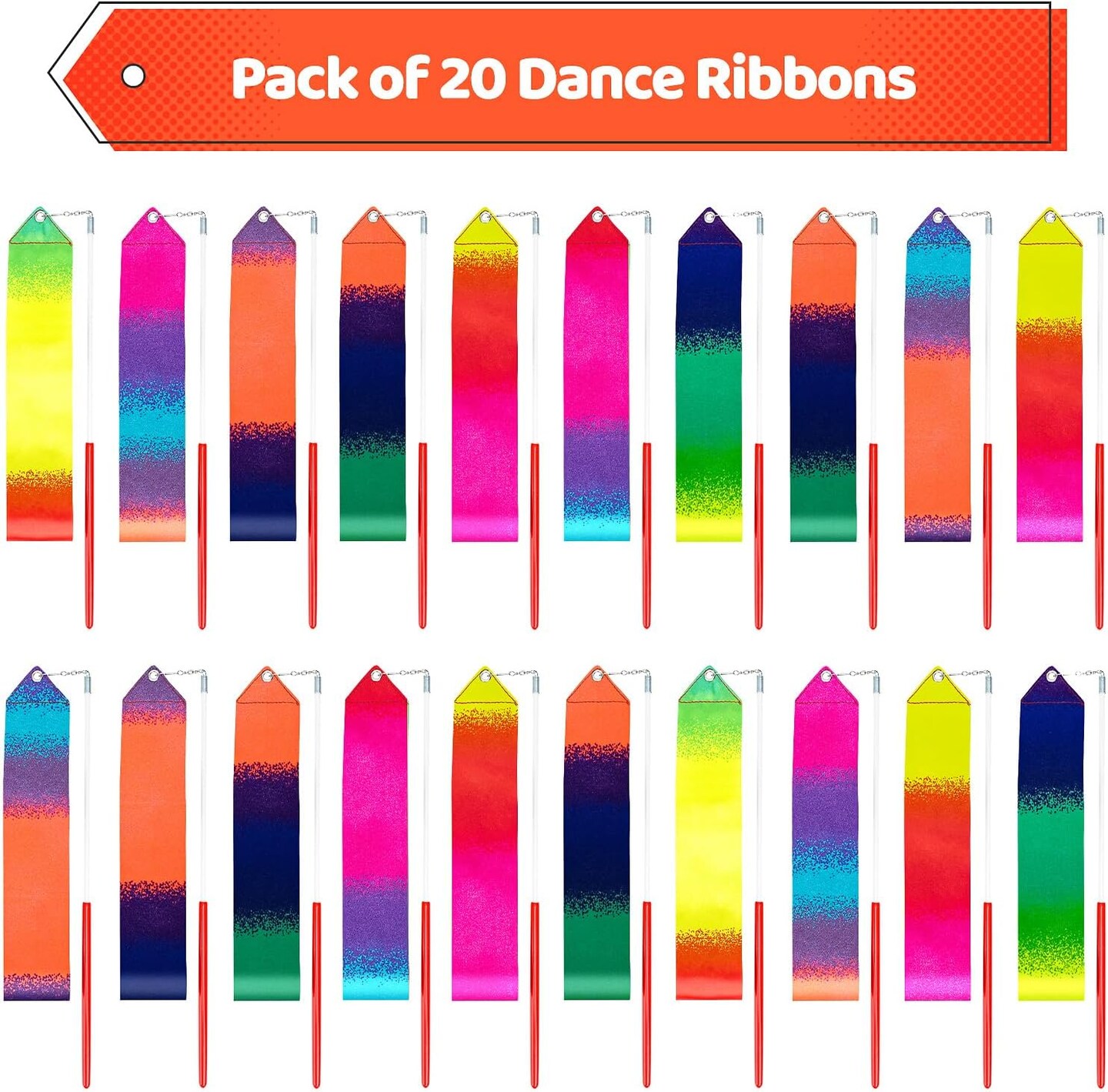 20 Pack Ribbon Dancer Wands for Kids