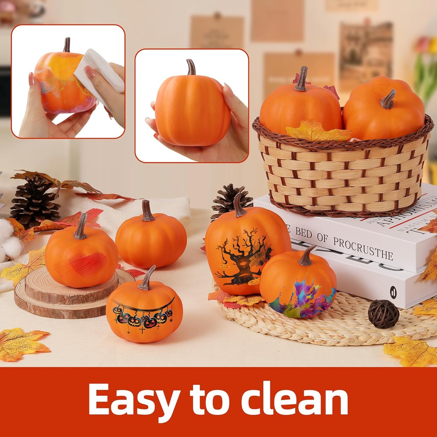Orange Artificial Pumpkins 8 PCS