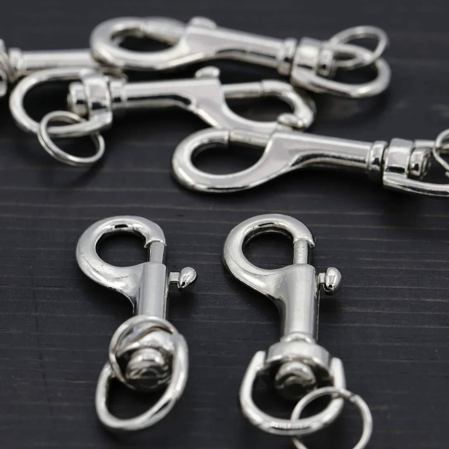 2 Pieces Oversized Silver Swivel Lobster Clasps with Key Rings for Crafts and Leashes 3" Height