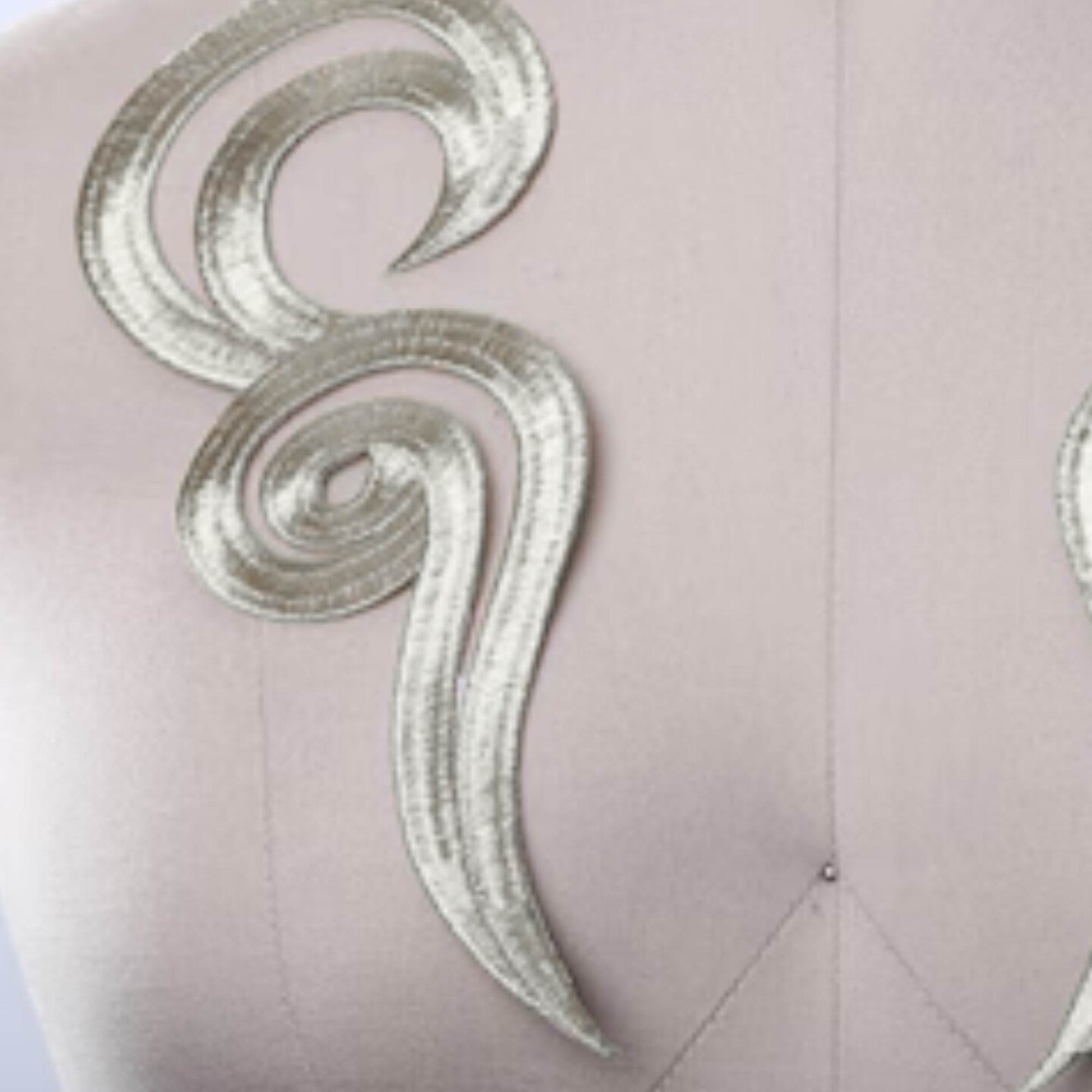 Silver Metallic Swirl Embroidered Applique Pair 9" for Costumes and Gowns