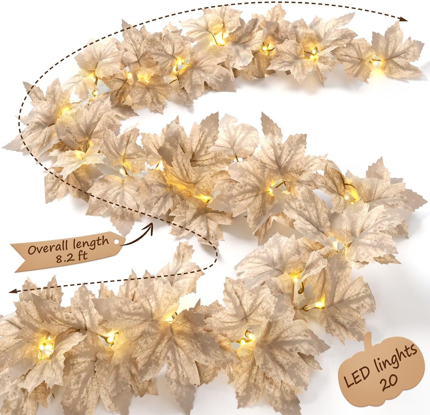 2 Pack Lighted Fall Garlands - 8.2Ft