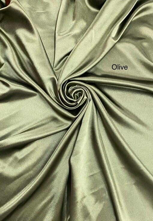 1 Yard Olive Crepe Satin Fabric Soft Shiny Double Sided Polyester 58 Inch Width
