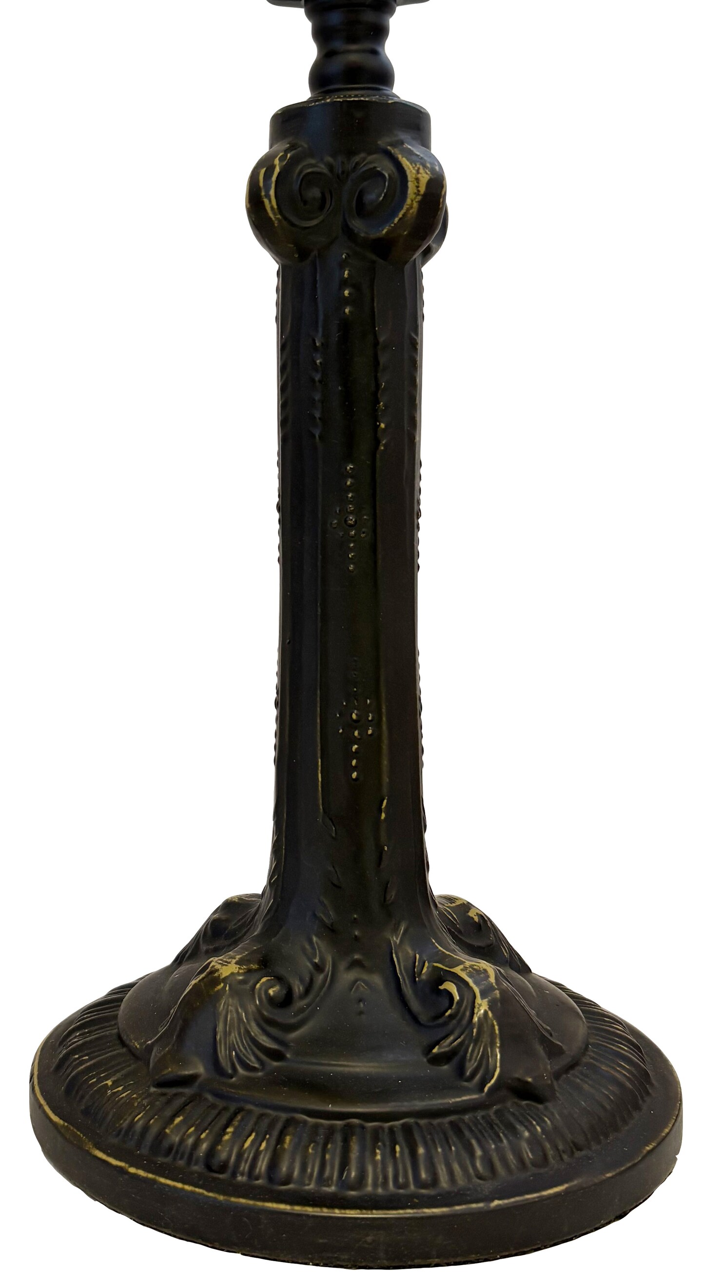 Gothic Metal Lamp Base, Antique Bronze Finish With Gold Highlights, Nicely Weighted, 17-1/2&#x22; Tall