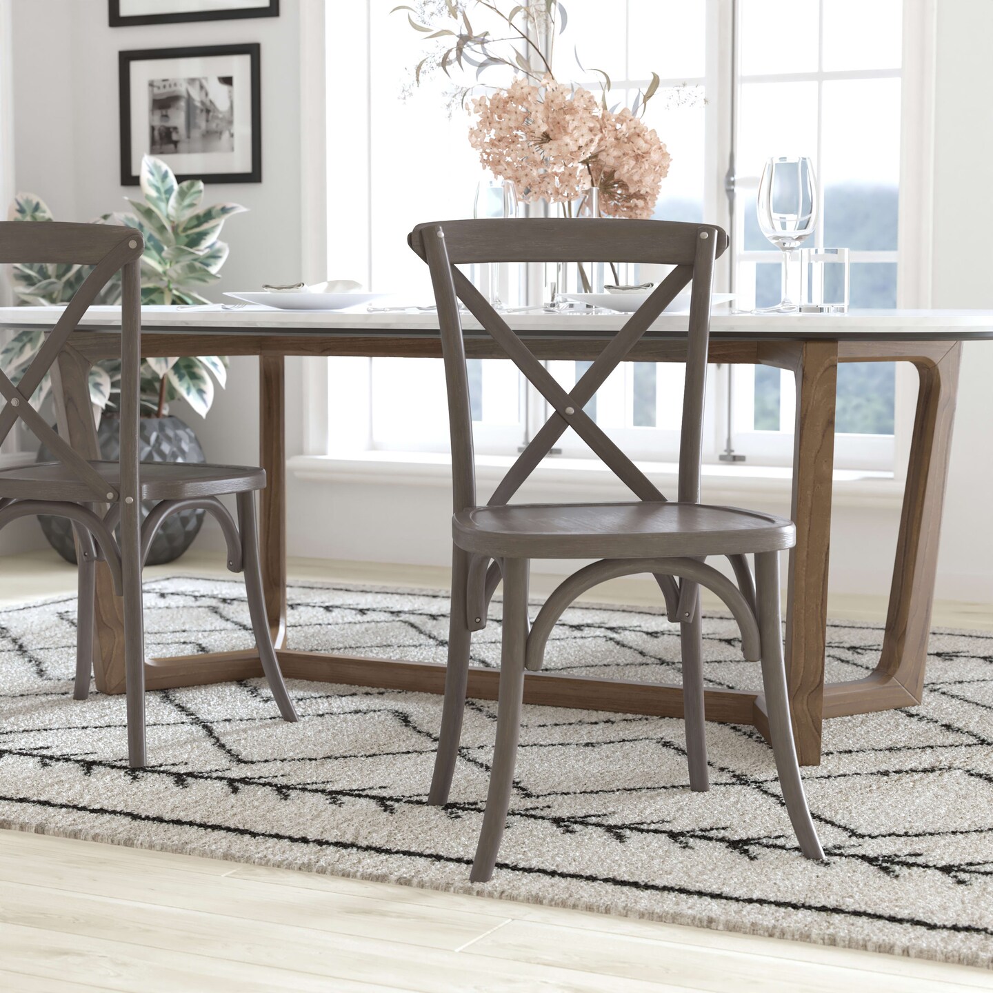 Emma and Oliver 2-pack X-Back Chair, Color: Dark Natural | Michaels