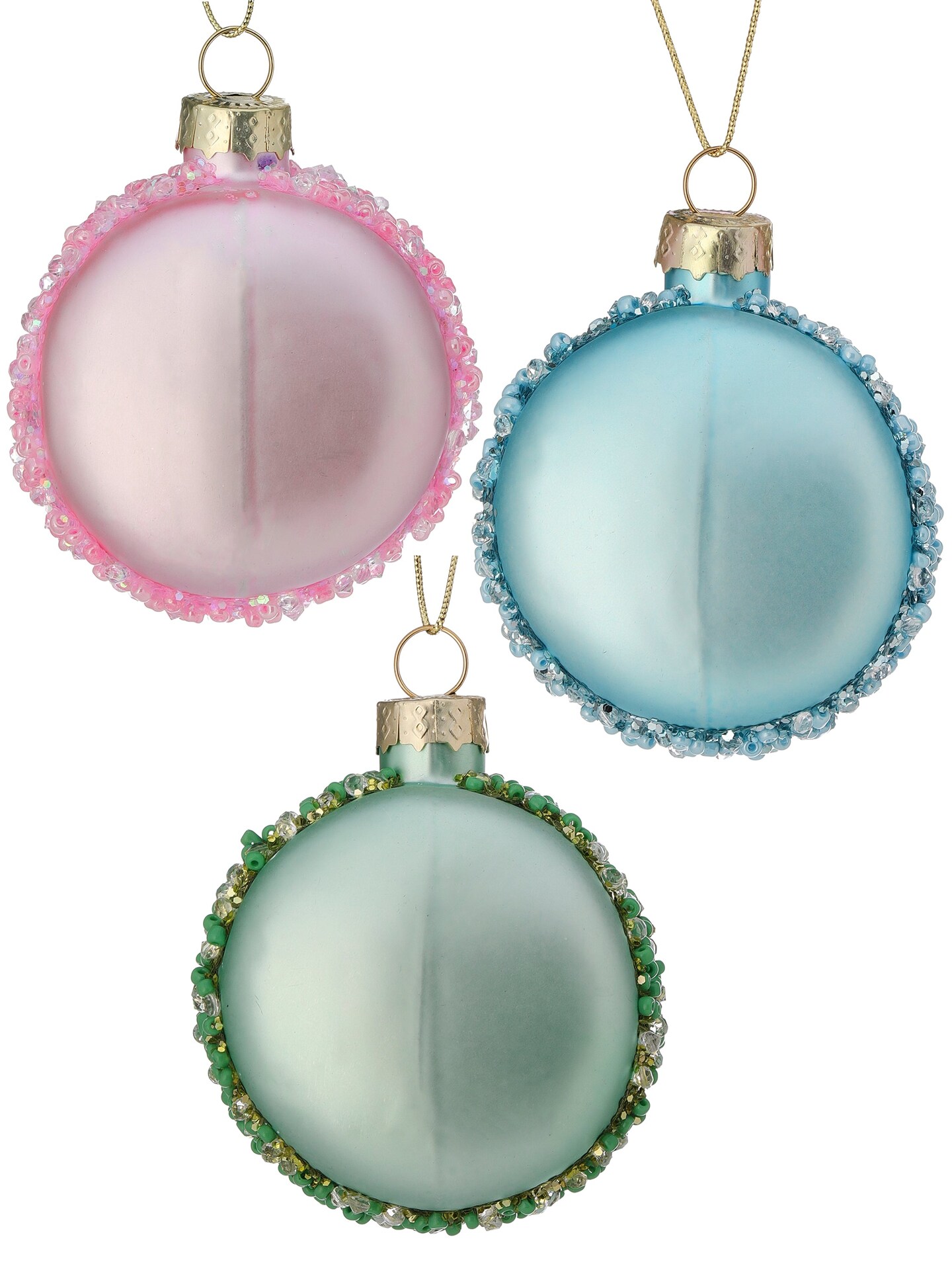 2.3-Inch Glass Macaroon Ornament – Stylish Christmas Decoration
