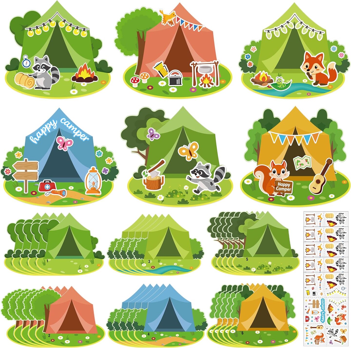 Camp Sticker Craft 30 Sets Camping Sticker Craft Kit – DIY Summer Camp Stickers for Kids ...