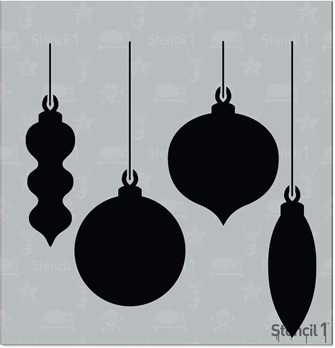 Holiday Ornament Stencil for Painting, Reusable Winter and Christmas Template, 5.75 x 6 Inch Mylar Craft Stencil for Wood, Fabric, Cards, Signs, Gift Wrap, Home Decor and DIY Holiday Projects