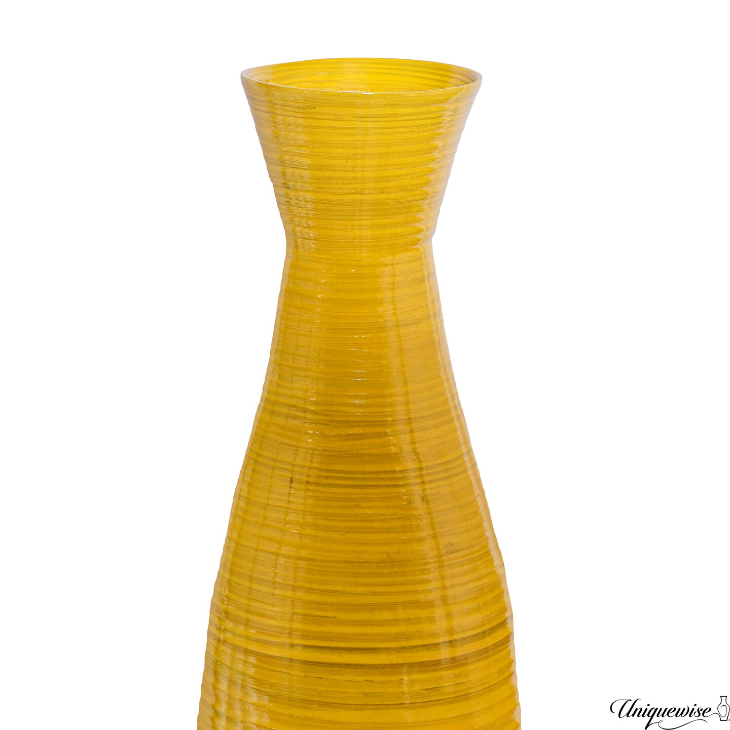 Uniquewise 24" Tapered Cylindrical Tall Bamboo Floor Vase with Flared Trumpet Top Decorative Accent for Dried Flowers Pampas Grass and Branch Arrangements Stylish Home and Office Decor Piece