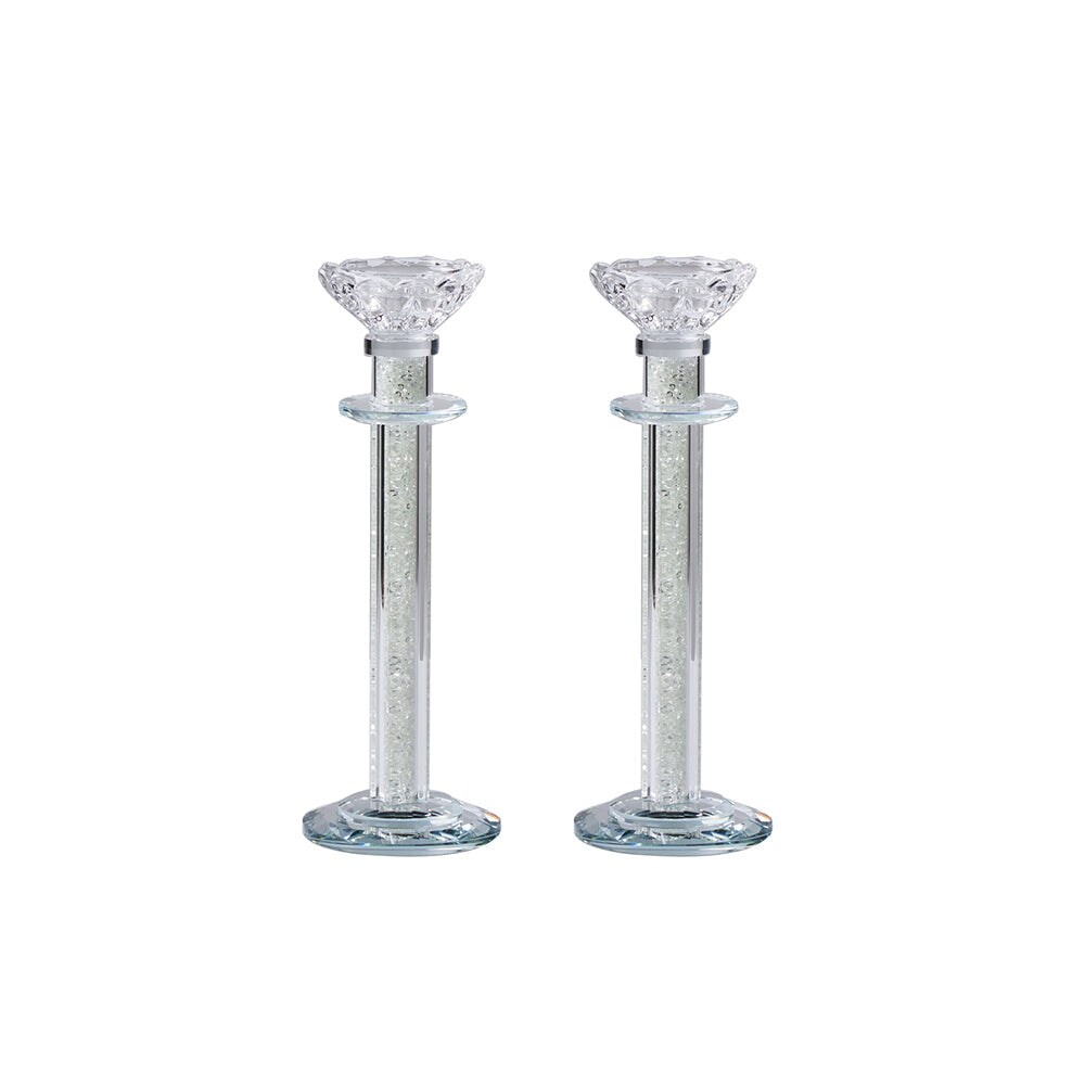 Crystal Candlesticks with Crushed Gemstones