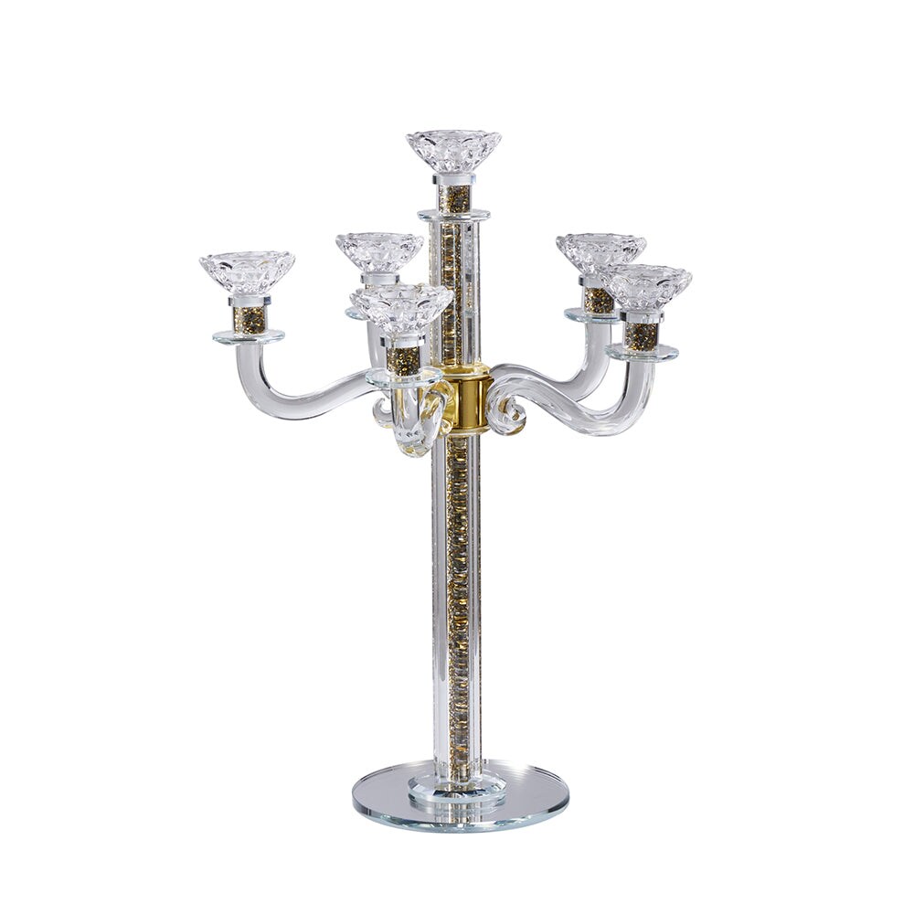 Crystal Candelabra with Mirrored Base 6 Arms
