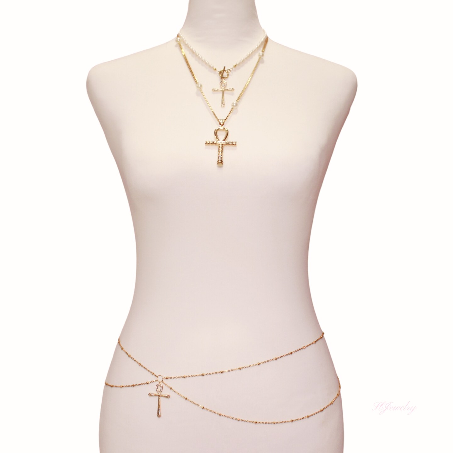 18k Gold plated ankh belt / waist chain Goddess ankh belt – marinafini main image 2