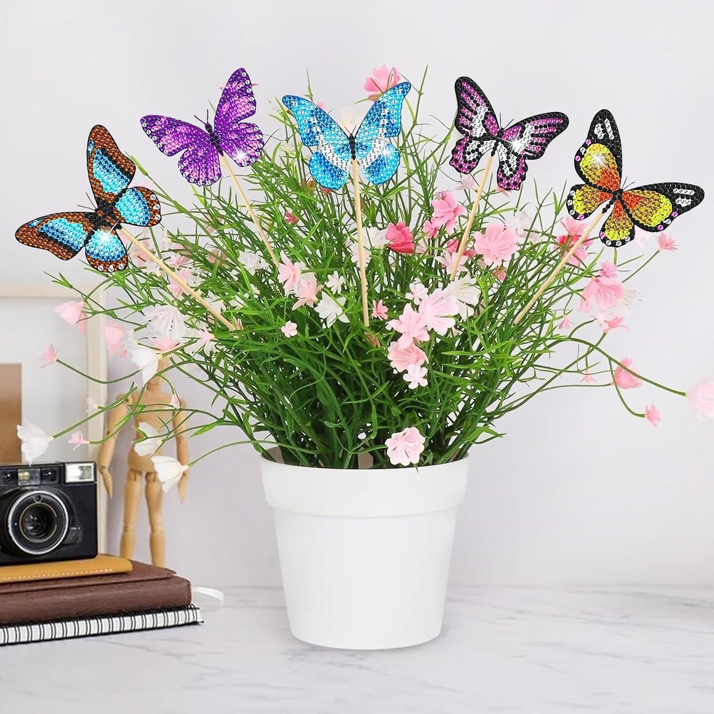 8 Pcs Butterfly Diamond Art Kits for Adults, Diamond Painting Kits for Outdoor Decor, Garden Porch Balcony Yard Decorations Arts and Crafts for Outside