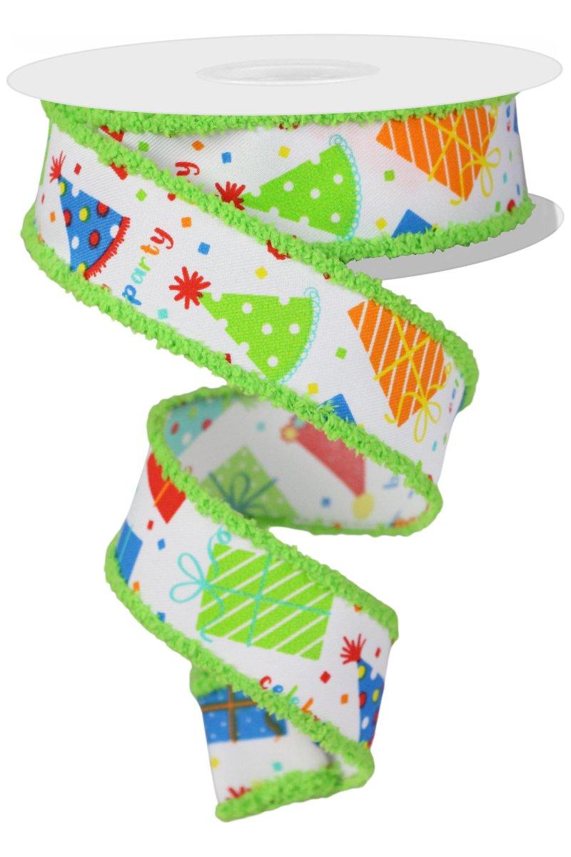 1.5&#x22; Party Hats and Gifts Ribbon: Primary Colors
