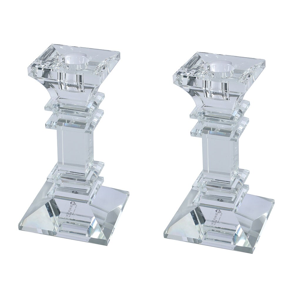 Set of Two Crystal Taper Candlesticks