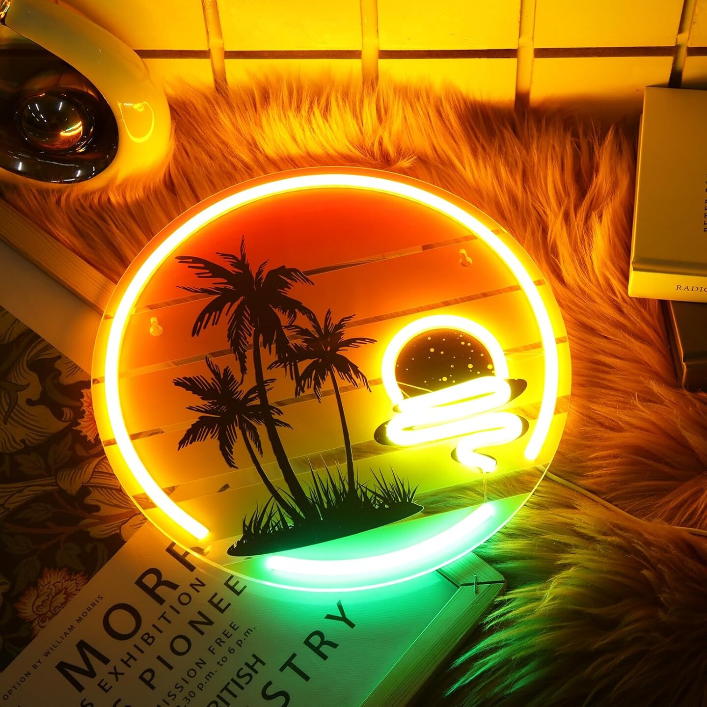 Summer Palm Tree Sunset Neon Sign – 11.8" LED Tropical Light for Bedroom, Bar & Party Decor