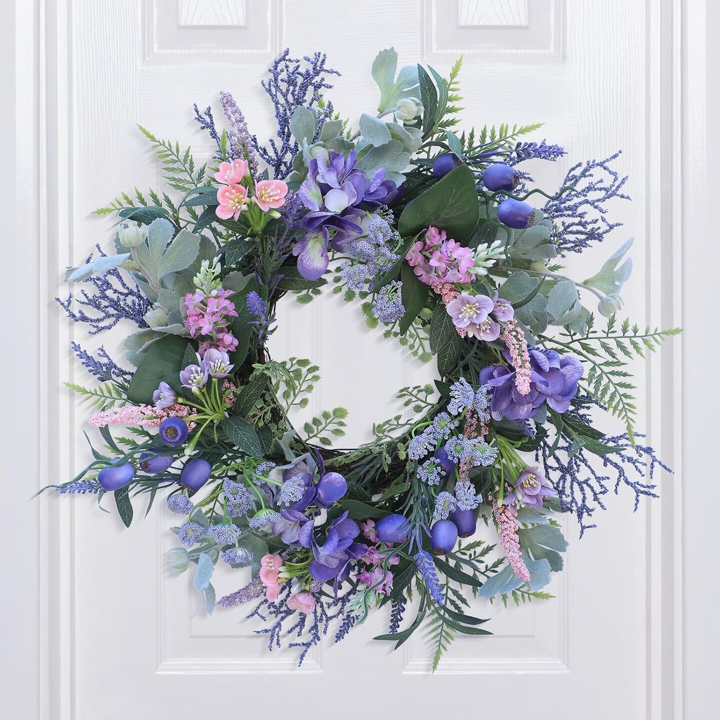 20 Inch Spring Wreath for Front Door from Eucalyptus Leaves