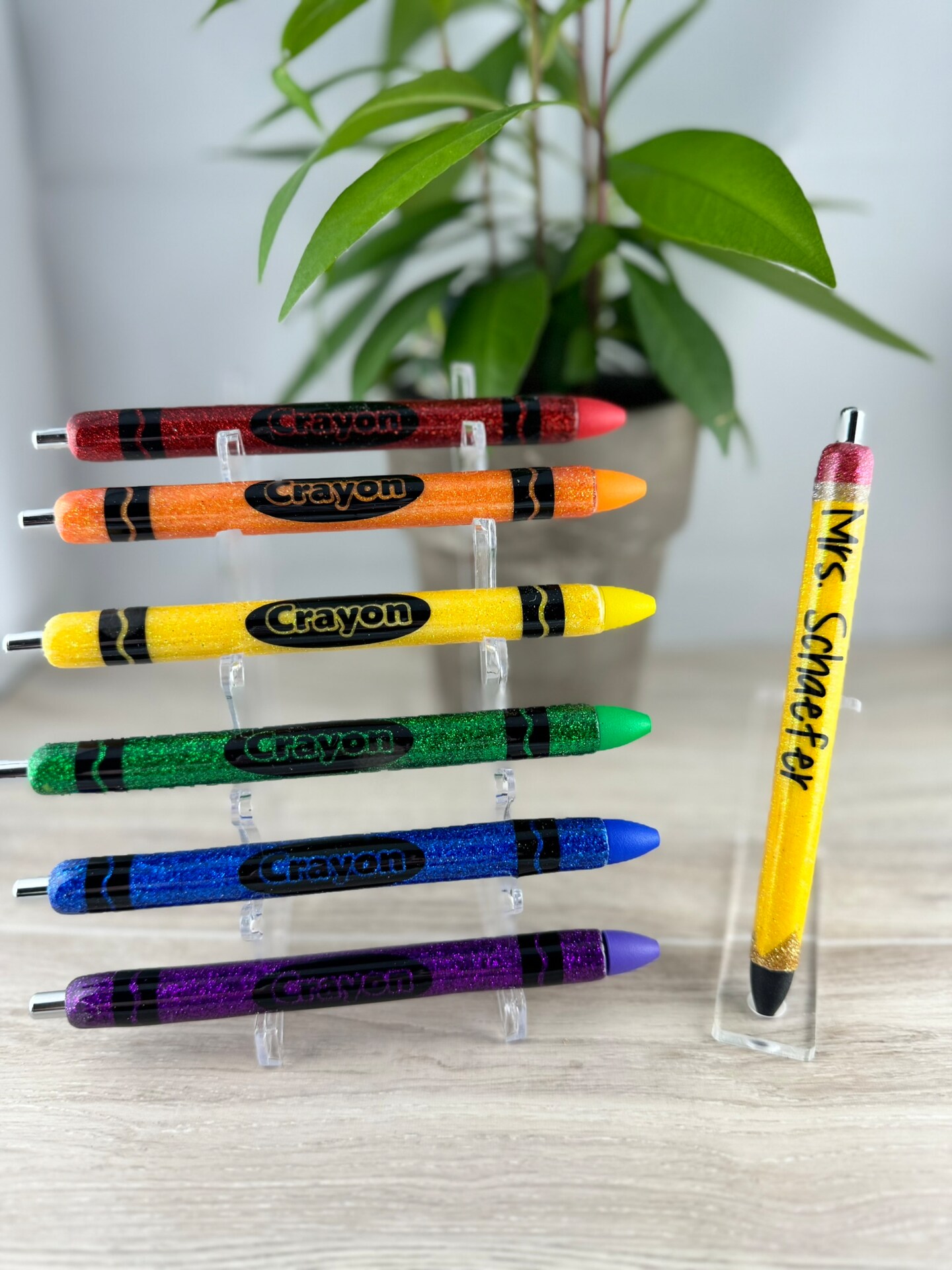 Crayon Epoxy Glitter Pen Set with Matching Pencil and Coordinating Ink (Set  of Seven) MakerPlace by Michaels