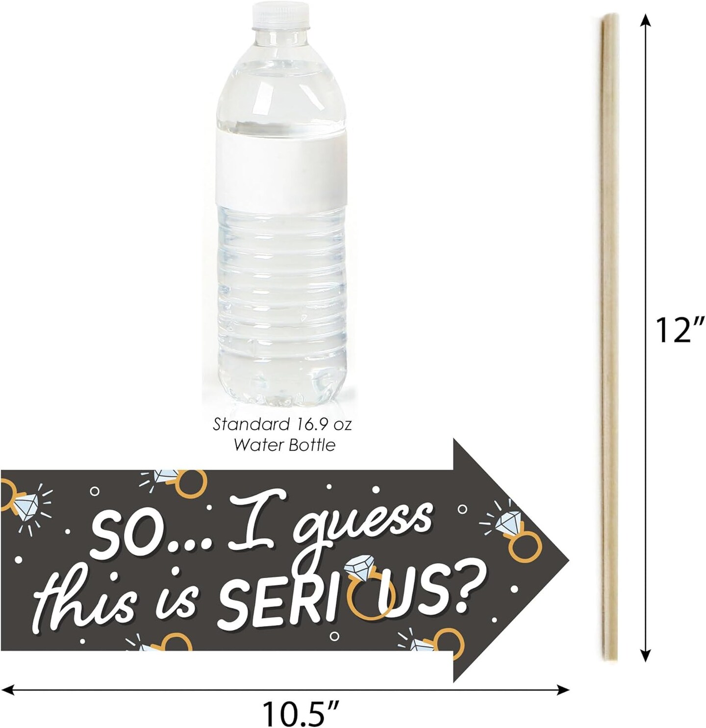 Big Dot of Happiness Funny Just Engaged - Black and White - Engagement Party Photo Booth Props Kit - 10 Piece