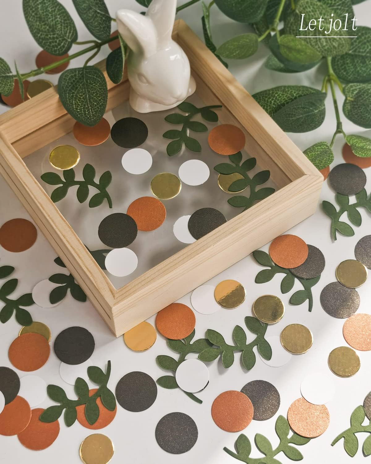 Baby Shower Confetti Glitter Table Decoration Greenery Golden Eucalyptus Jungle Safari Theme Scatter Tropical Rain Forest Woodland Party Bridal Shower Wedding Decor Supplies 210Pcs