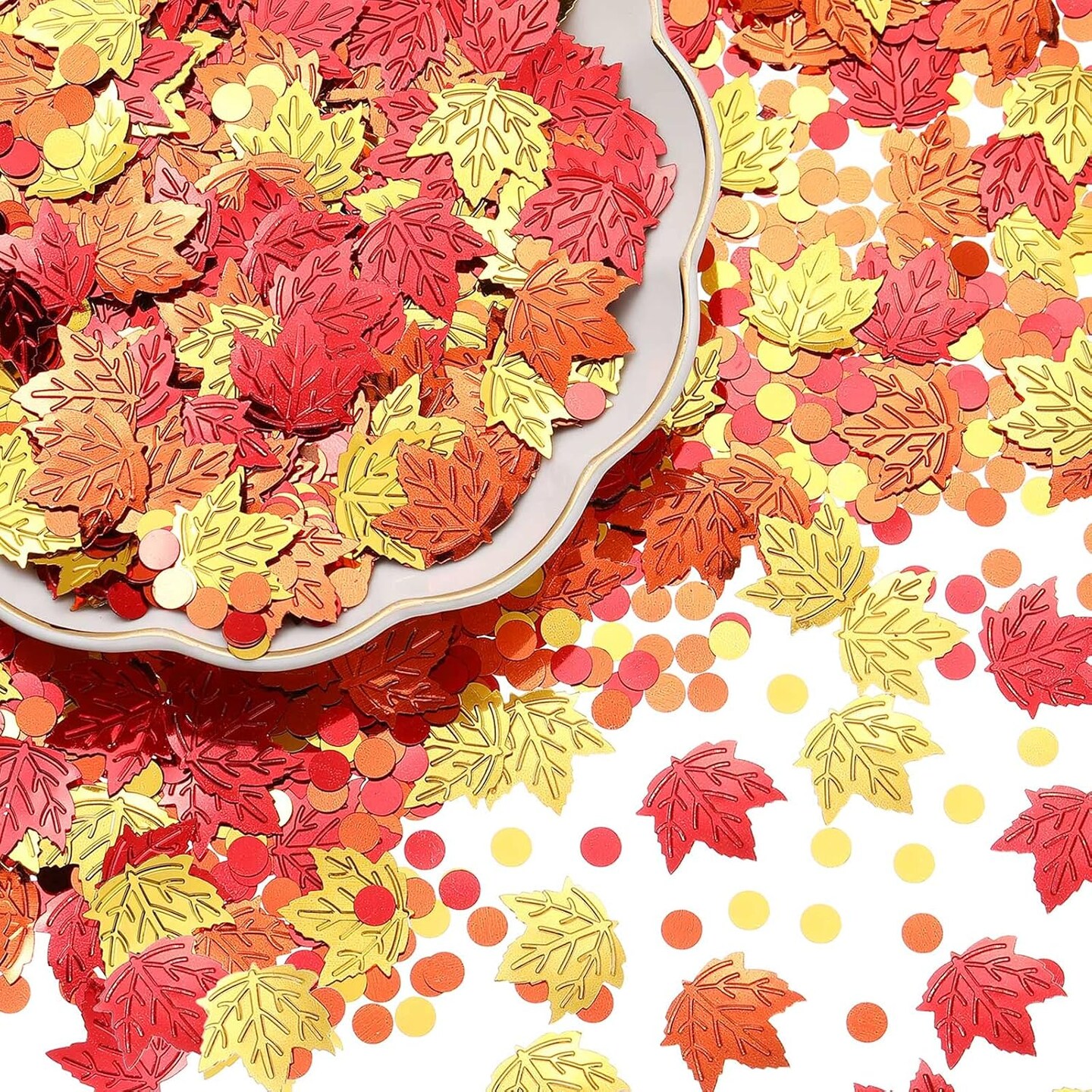 Thanksgiving Fall Maple Leaf Confetti - Foil Metallic Sequins for Autumn Holiday Party Supplies