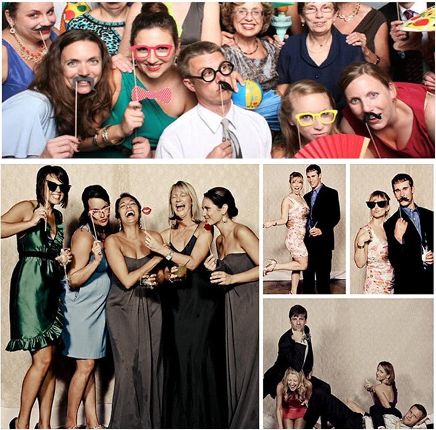 Photo Booth Props Wedding Parties Decorations Set DIY Water Proof Photo Booth Great Addition to Any Photo Booth Rental Fun Photo Booth Props, 6 Count PVC Photo Booth