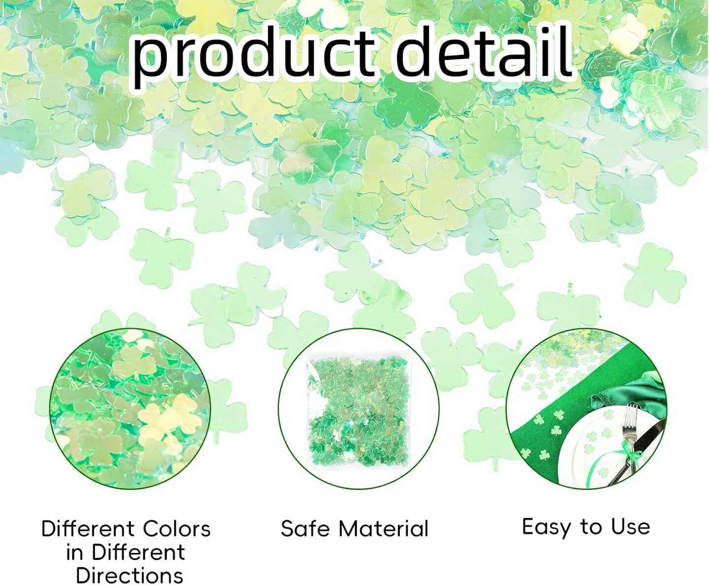 1500pcs/50g Shamrock Confetti Decorations,Iridescent Shamrock Table Confetti Green Glitter Lucky Clover Shamrock Sequin for St. Patrick&#x27;s Day Party Home Decoration