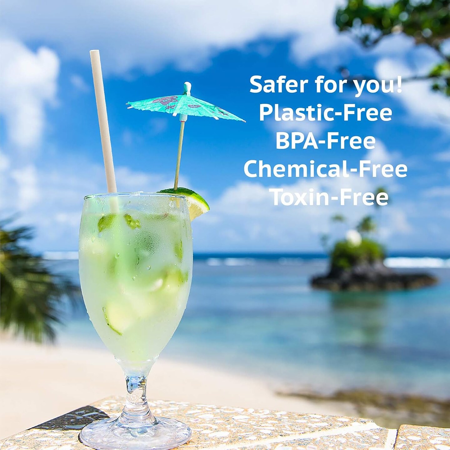 Biodegradable Straws made of Natural Plant | 200 PCS 7.8'' Compostable Eco-Friendly Drinking Straws Disposable | Durable for Hot & Cold Drinks