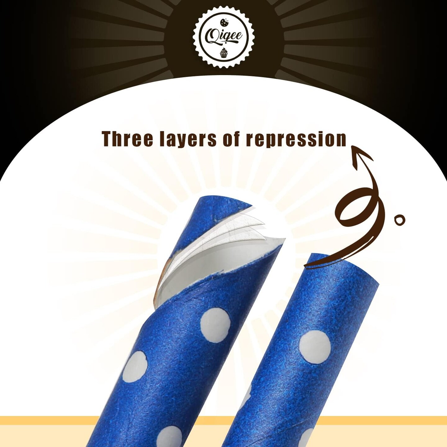 Blue Paper Straws 150pcs Disposable Bulk(10 Pattern)