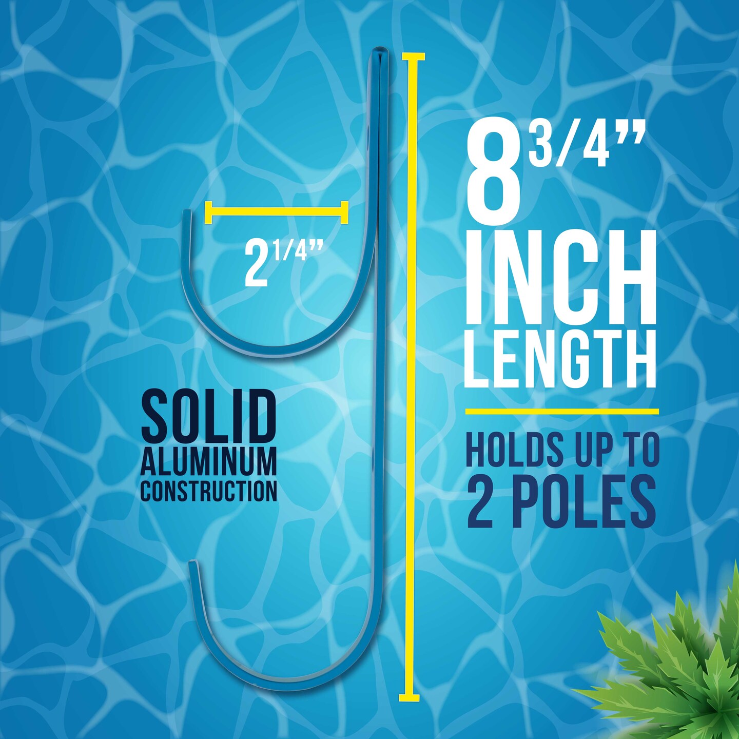 U.S. Pool Supply Set of 2 Blue Aluminum Pool Hangers for Telescopic Poles - Store Poles with Nets, Vacuums, Hoses &#x26; Attachments - Organize Swimming Pool Area, Accessory Equipment