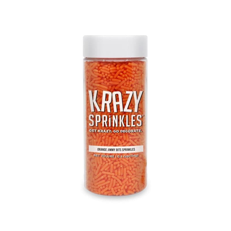 Krazy Sprinkles - Orange Jimmies (1/2 Cup, 1x Jar) for Cakes, Ice Cream & Cookies