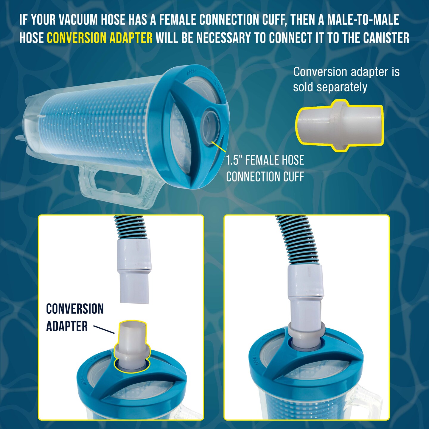 U.S. Pool Supply&#xAE; In-line Pool Leaf Canister with Large Plastic Mesh Basket &#x26; Mesh Bag - Fits 1-1/2&#x201D; Pool Cleaner Vacuum Hose Sections - Skims Leaves, Prevents Clogging