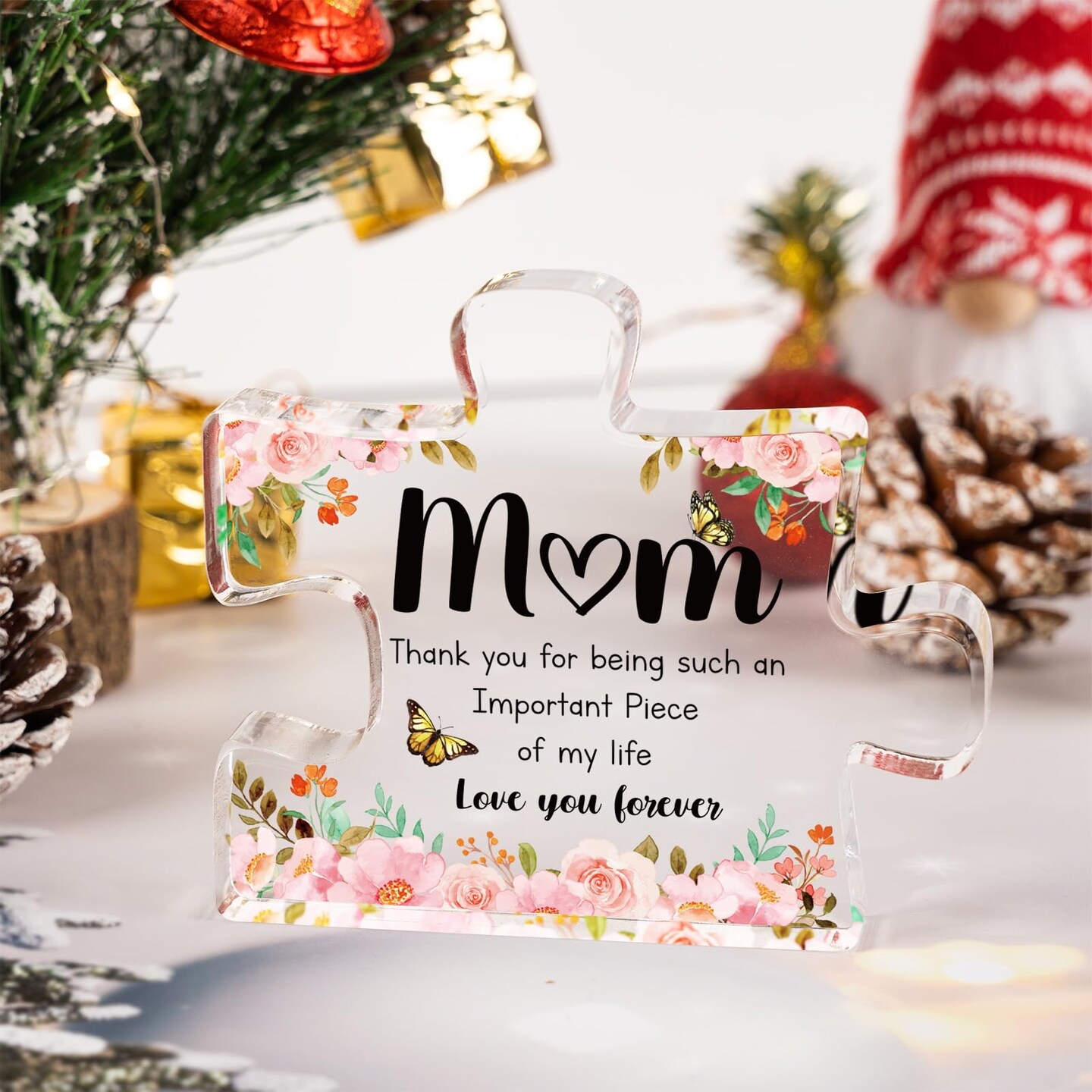 Mothers Day Gifts for Mom - Delicate Mom Birthday Gifts from Daughter Son - Engraved Acrylic Block Puzzle Piece 3.9 x 3.3 inch - Mothers Day Christmas Birthday Gifts for Mom, Ideas