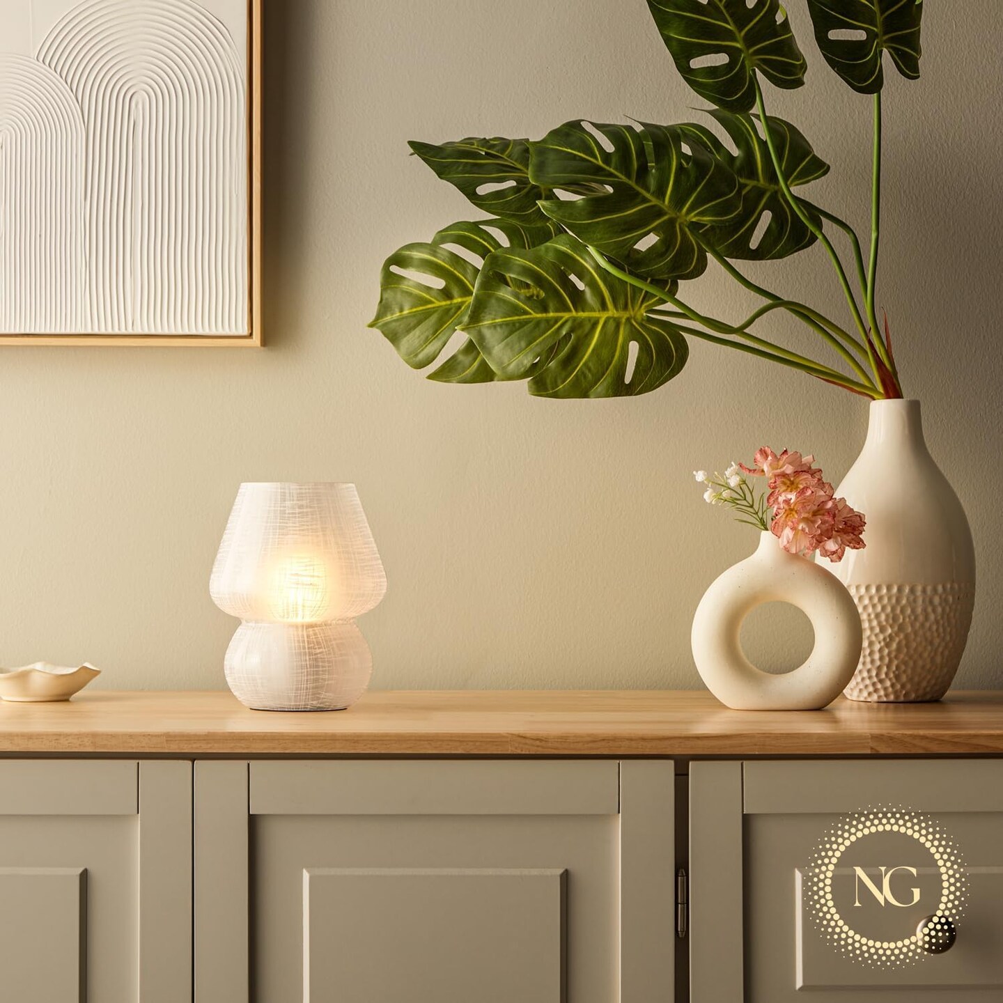 Next Glow Mushroom Lamp - Retro Funky Aesthetic LED White Table Lamp, Dimmable E26 Socket Bulb