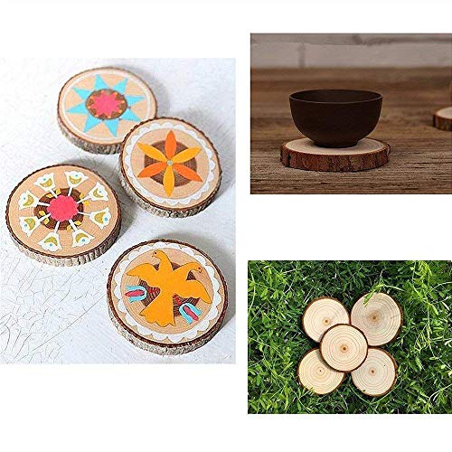 Unfinished Natural Wood Slices with Bark 20 Pcs 3.5-4 inch Craft Wood kit Circles Crafts Christmas Ornaments Rustic Wedding Decoration DIY Crafts for Crafts