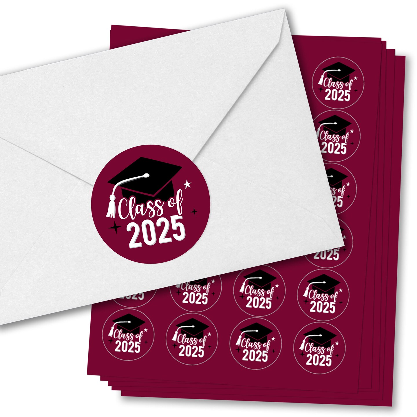 Big Dot Of Happiness Class Of 2025 Maroon Grad Party Envelope Seal