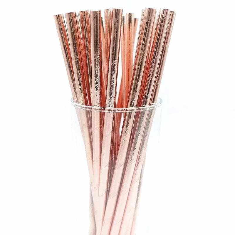 Metallic Rose Gold Cake Pop Party Straws