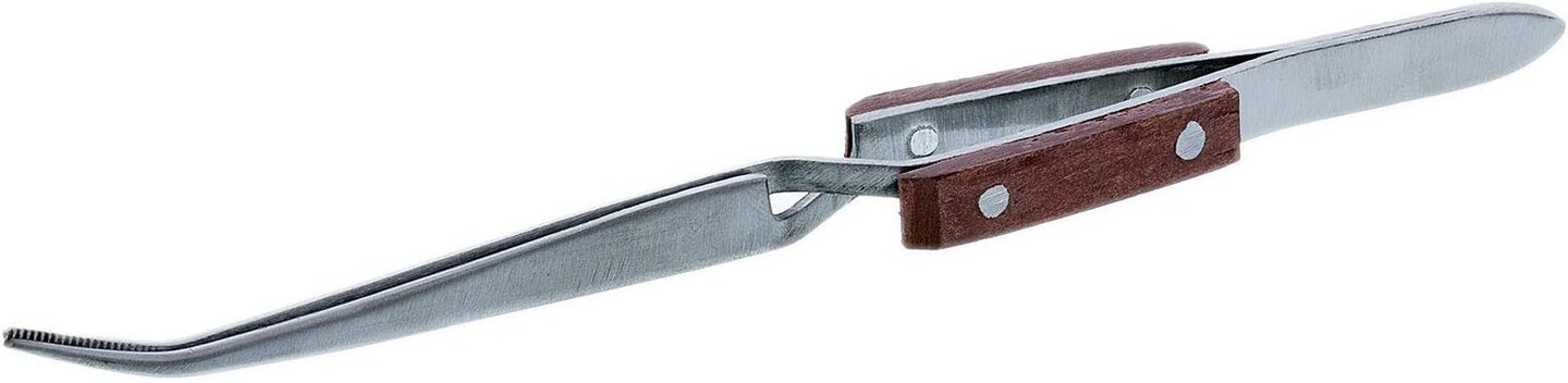 The Beadsmith Tweezers Fiber Grip Locking Curved - 6.5” Stainless Steel Precision Tool for Jewelry Making, Crafts, Model Building, Resin Art & DIY Projects