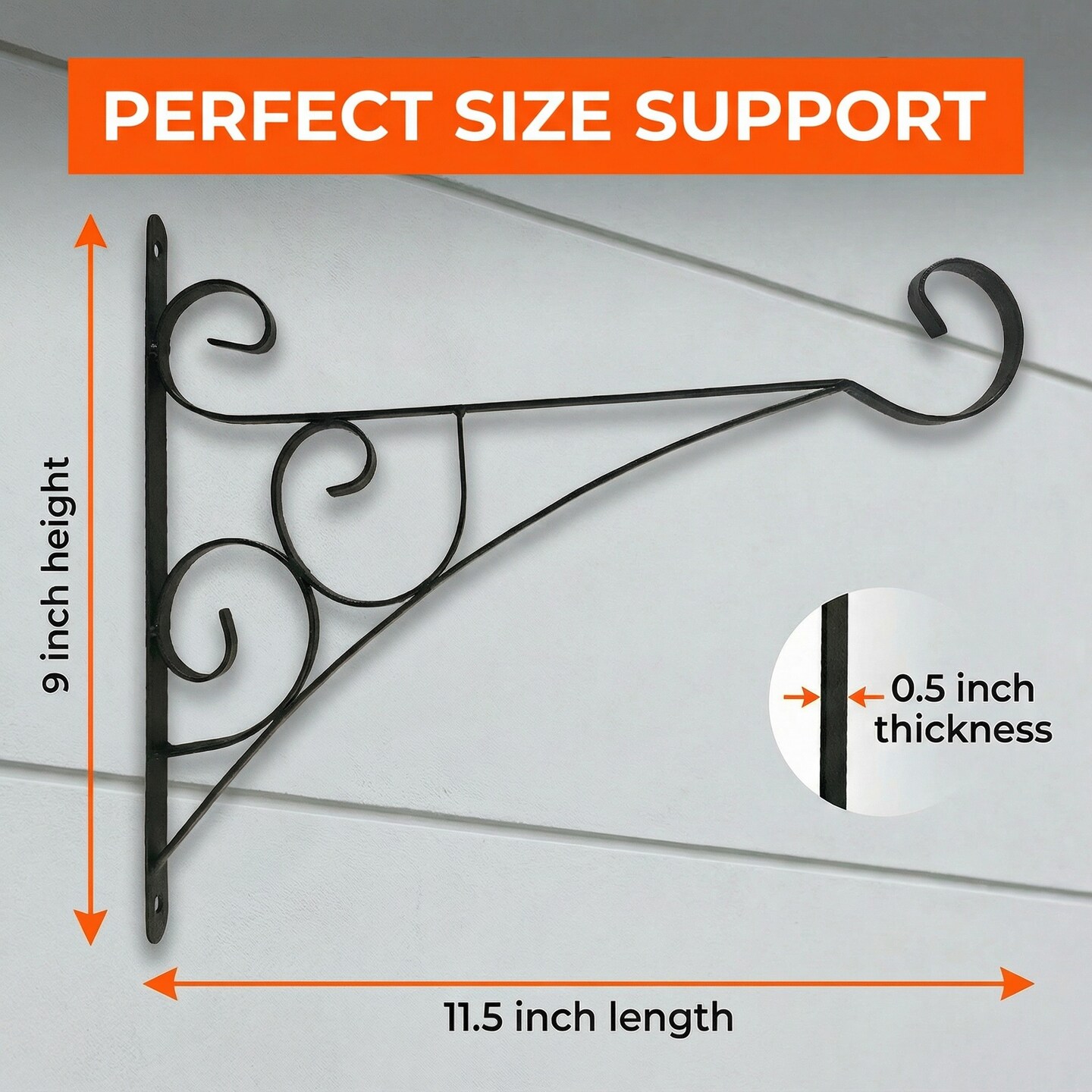 Scroll-Design Metal Wall Bracket for Hanging Accessories and Flowerpots for Indoor & Outdoor Use