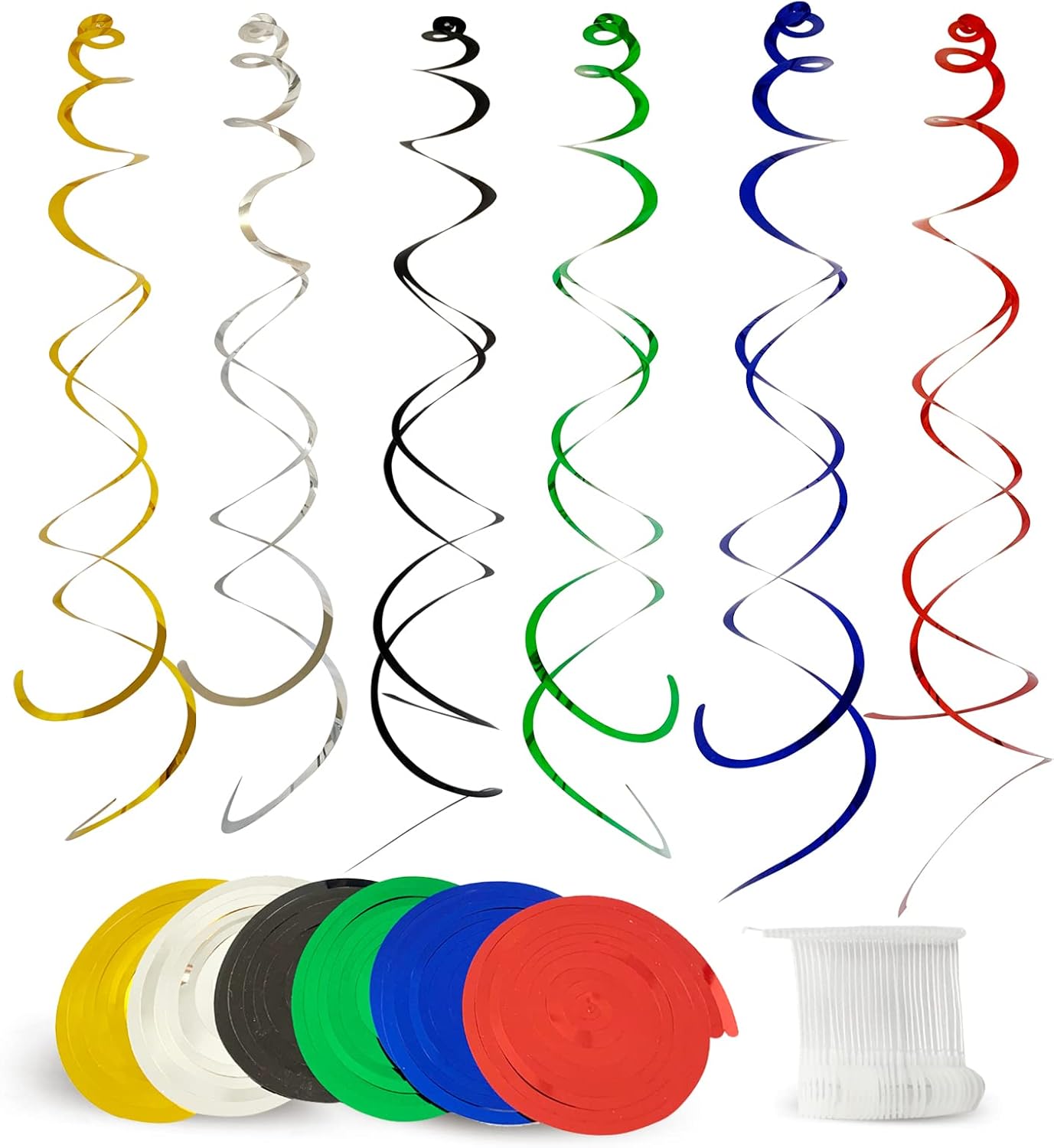 30PCS Hanging Swirl Party Decorations – Colorful Foil Ceiling Spiral Streamers, Hanging Swirl Decor for Birthday, Graduation, Wedding & Baby Shower Celebrations