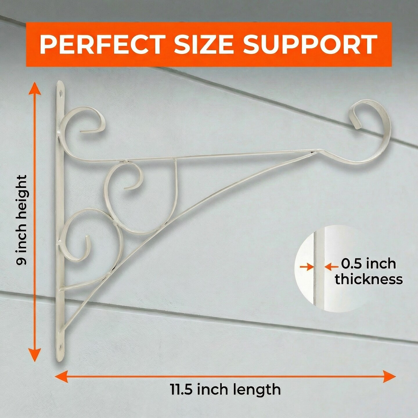 Scroll-Design Metal Wall Bracket for Hanging Accessories and Flowerpots for Indoor & Outdoor Use