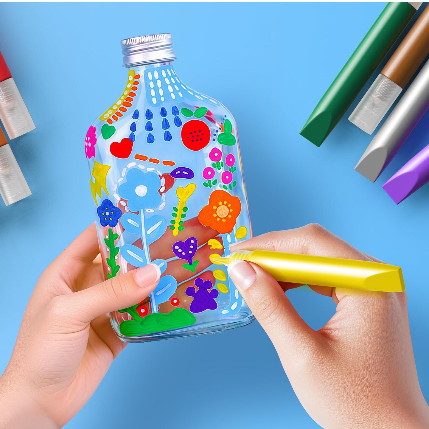 48 Pcs Suncatcher Paint Pens Stained Glass Paint Pigment Window Art Pens Suncatcher Paint Crafts Sets (10ML Each,24 Colors)