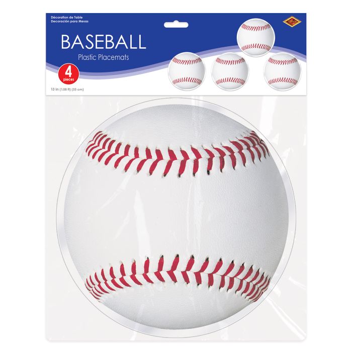 48 Pack Beistle Plastic Baseball Placemats