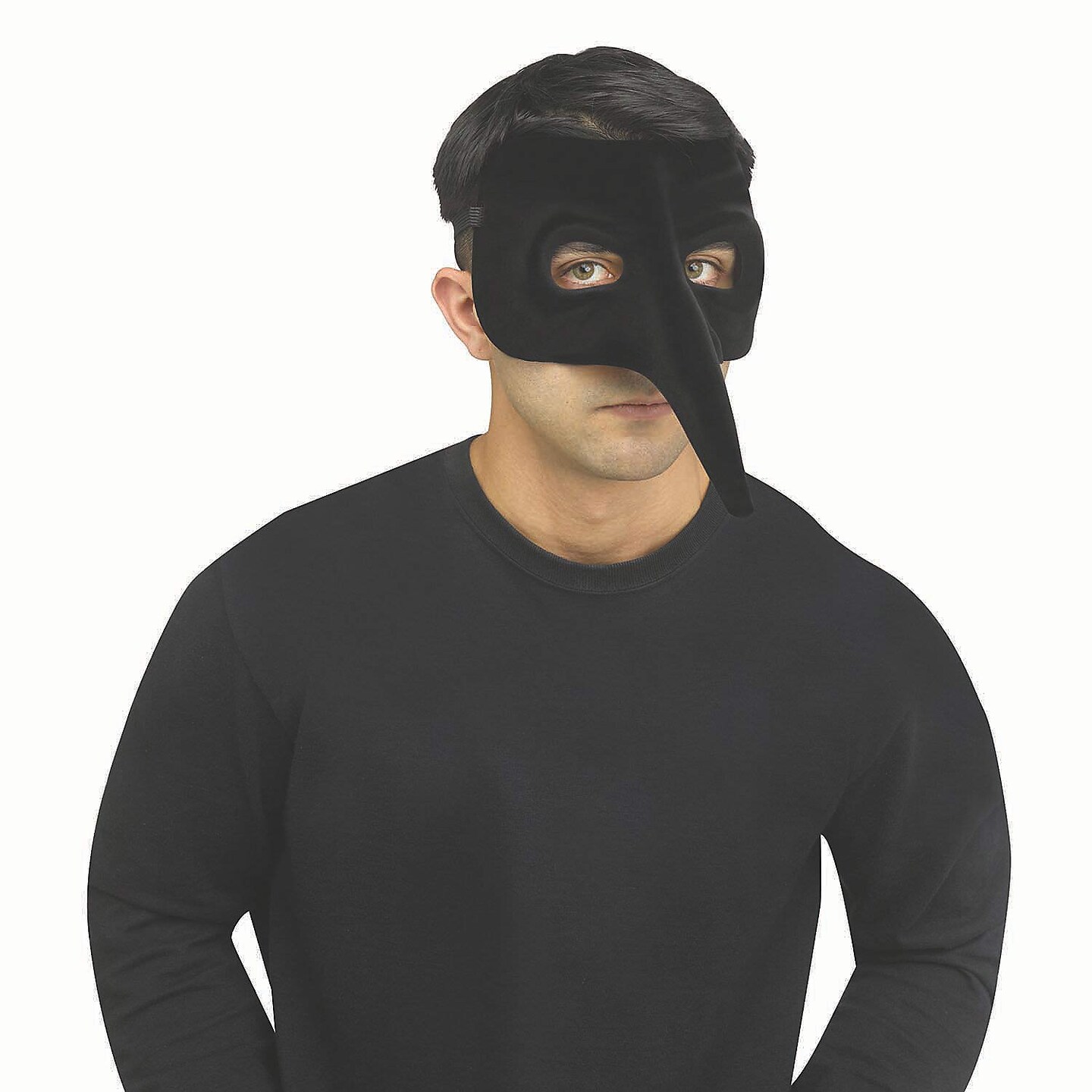 Adults Black Velvet Venetian Raven Half Mask One Size