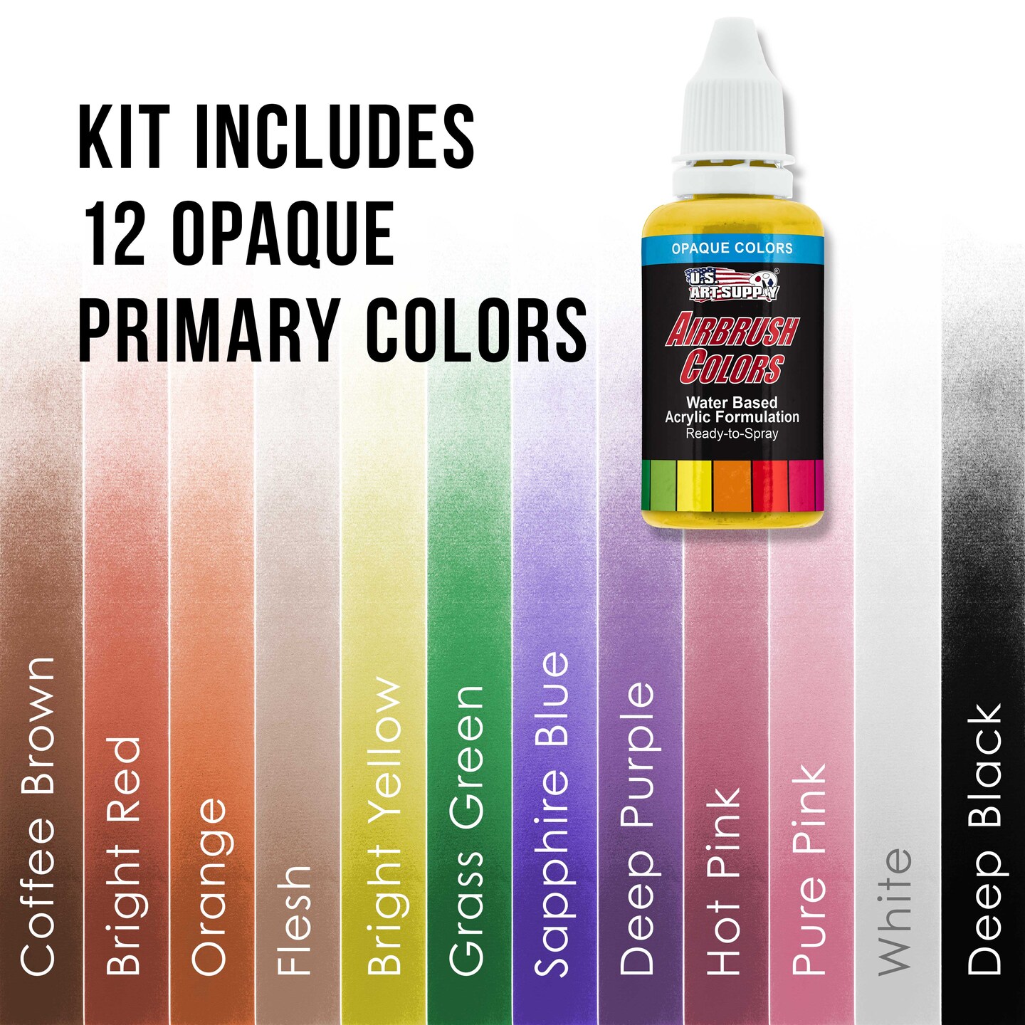 Professional 3 Airbrush Kit with High Performance Compact Airbrush Compressor, Air Hose, 12 Color Airbrush Paint Set with Cleaner &#x26; Paint Reducer
